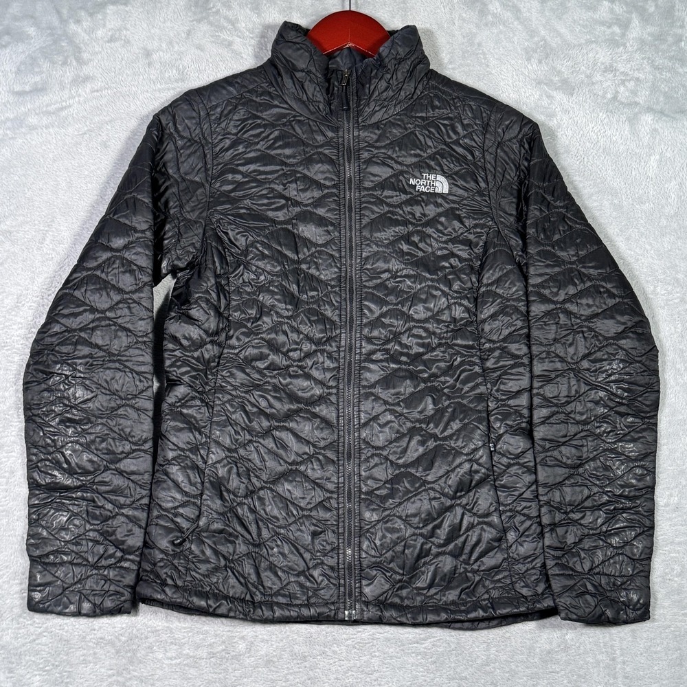 The North Face ThermoBall Jacket‎ Womens Small Gray Quilted Full Zip *FLAW